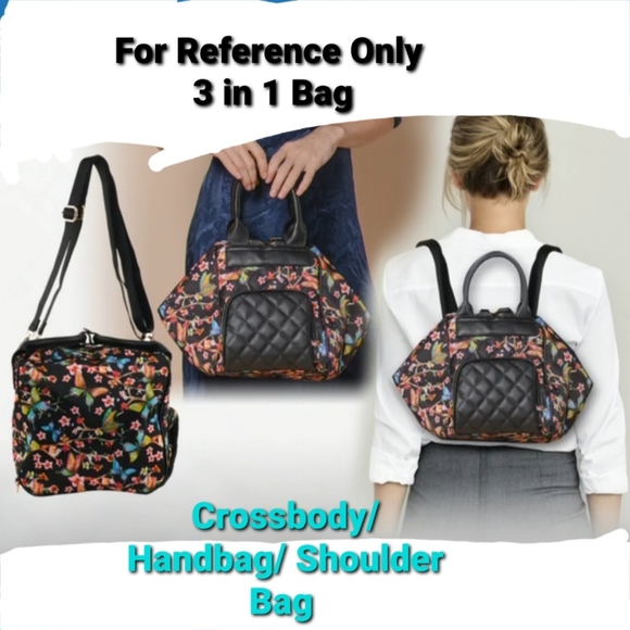 3 in 1 Butterfly Print Crossbody Handbag backpack - Picture 4 of 14